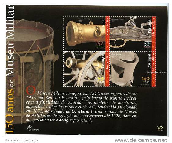 Portugal150 Ans Musée Militaire Bloc 2001 ** Portugal 150 Years Militar Museum Souvenir Sheet 2001 ** - Neufs