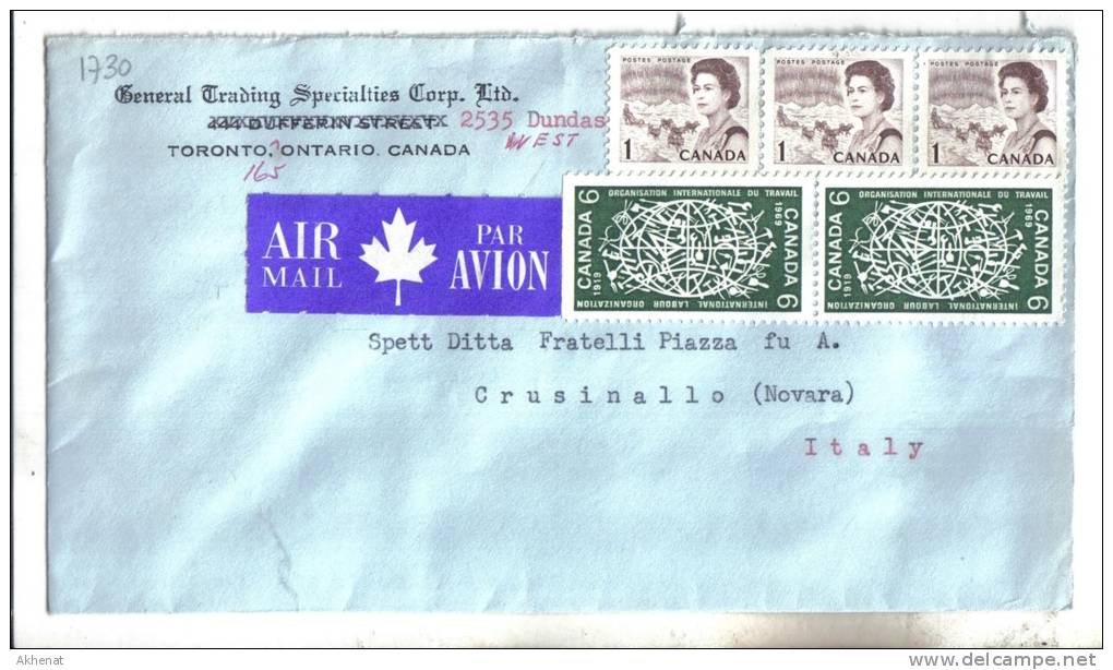 VER1730 - CANADA' , Lettera Commerciale Per L'Italia : NON ANNULLATA - Lettres & Documents