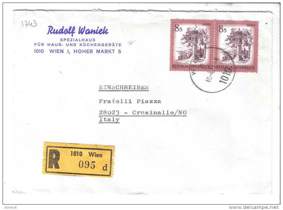 VER1743 - AUSTRIA , Lettera RACCOMANDATA Per L'Italia Del 1978 - Lettres & Documents