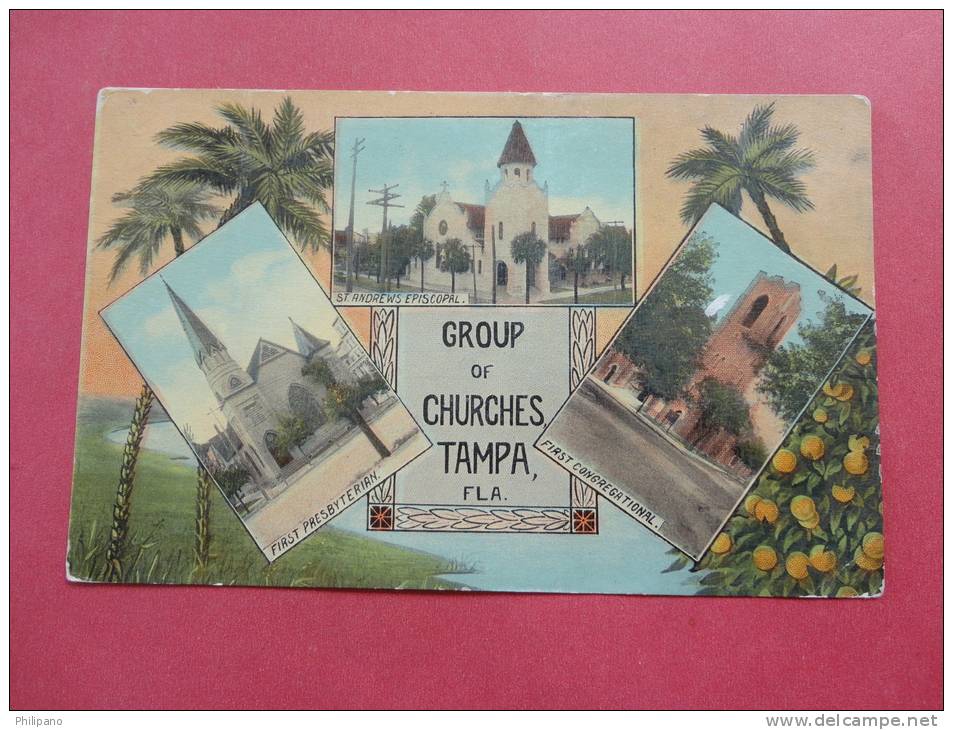 FL - Florida > Tampa  Group Of Churches Ca 1910   Paper Peel On Back----- --------  Ref   633 - Tampa