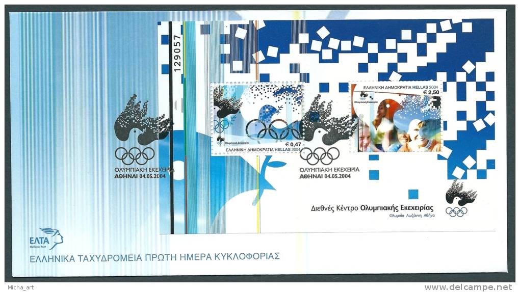 Greece Athens 2004 Olympic Truce M/S Official FDC - FDC