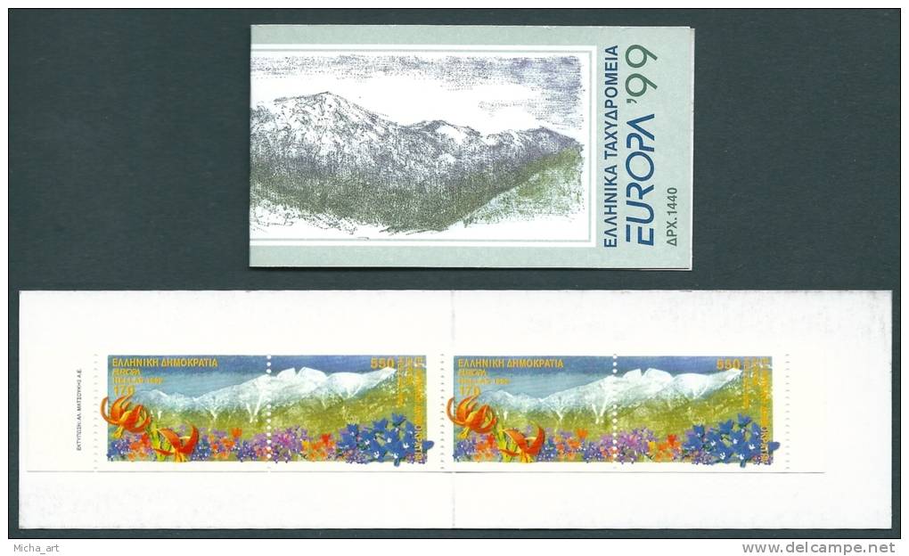 Greece / Grece / Grecia / Griechenland 1999 Europa Cept Booklet - 2 2-Side Perforated Sets MNH - 1999