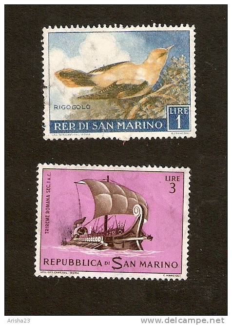 R11-4-1. Republica Di San Marino, Bird Ricogolo - Ship Trireme Romana Sec. I. A.c. - Oblitérés