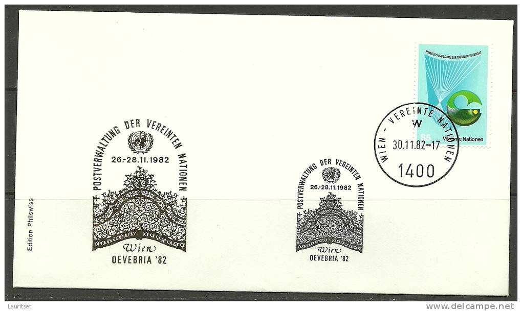 United Nations Wien 30.11.1982 FDC Naciones Unidas UN Official First Day Cover Ersttagsbrief Oevebria - FDC