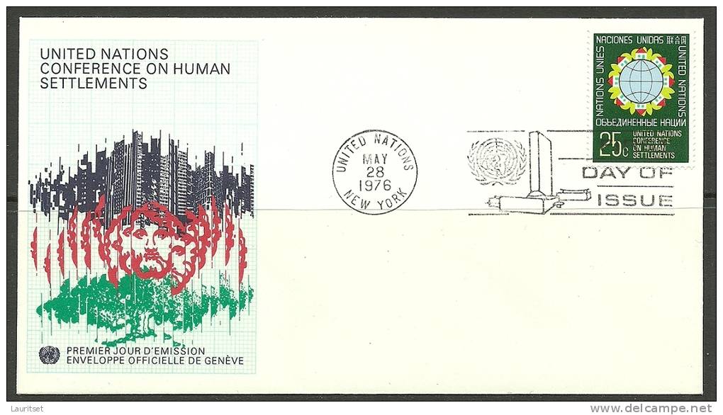 United Nations New York  28.05.1976 FDC Naciones Unidas UN Human Settlements - Lettres & Documents