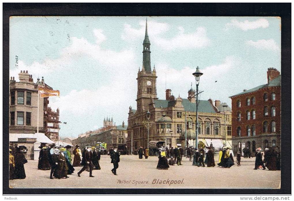 RB 880 - 1908 Postcard - Talbot Square Blackpool Lancashire - Blackpool