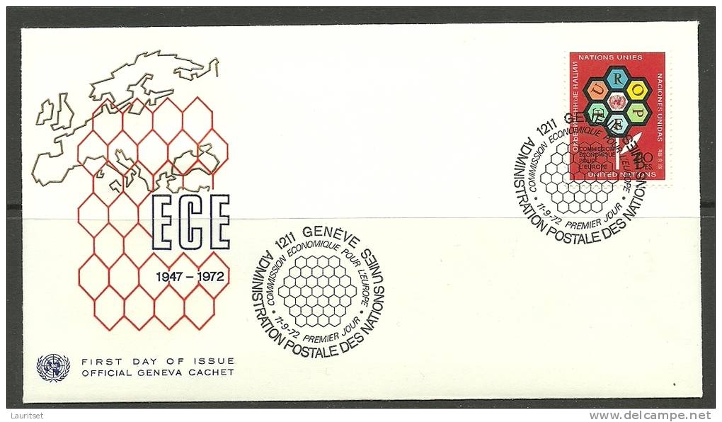 United Nations Genf 11.09.1972 FDC Naciones Unidas UN Official First Day Cover ECE - Covers & Documents