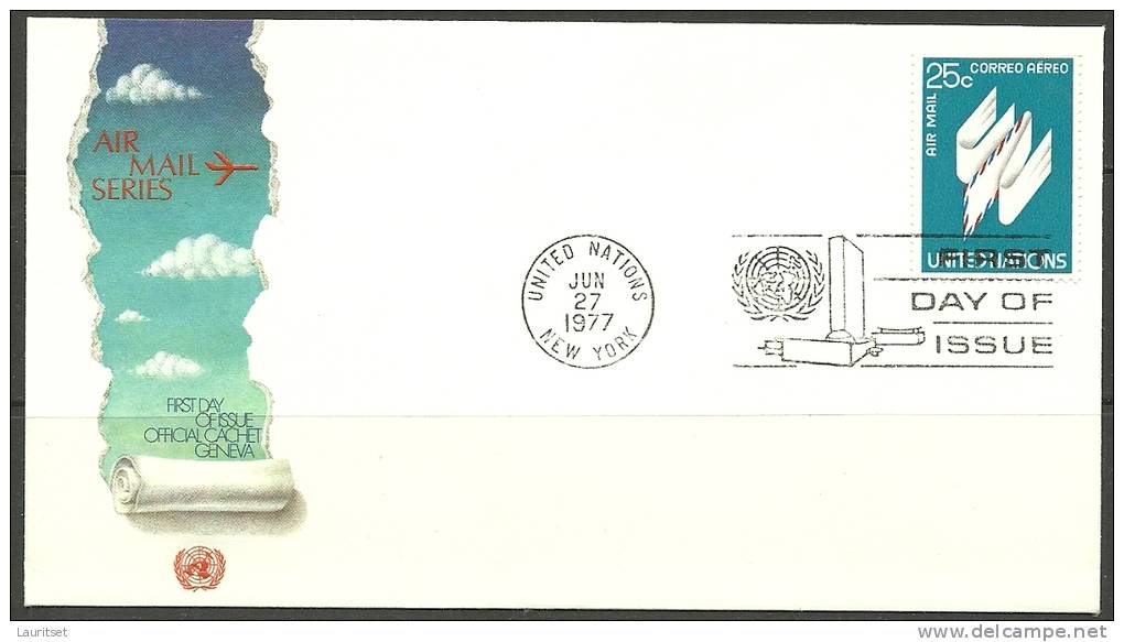 United Nations New York  27.06.1977 FDC Naciones Unidas UN Air Mail Flugpost - Lettres & Documents