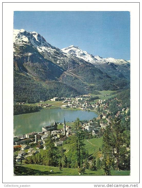 Cp, Suisse, Dorf Und Bad, Mit Piz Corvatsch, Voyagée - Dorf