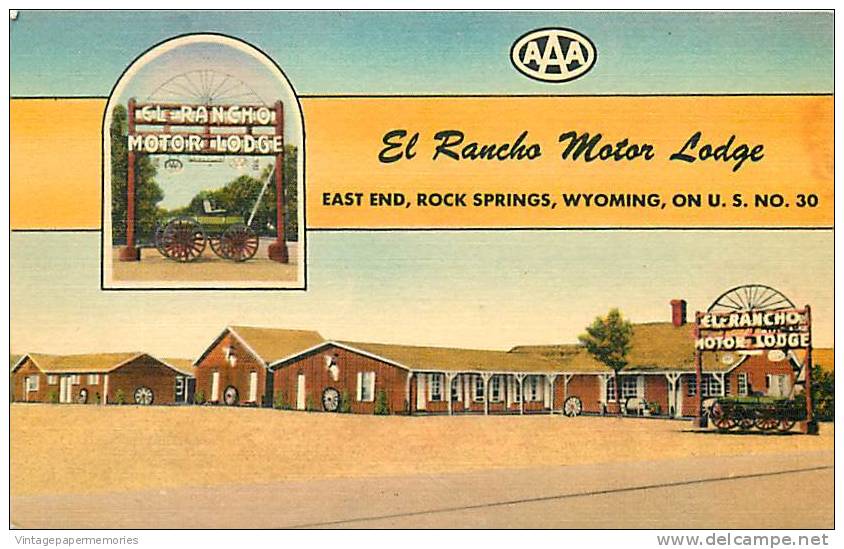 190851-Wyoming, Rock Springs, El Rancho Motor Lodge, US Highway 30, Lincoln Highway, MWM No 12,385F - Rock Springs