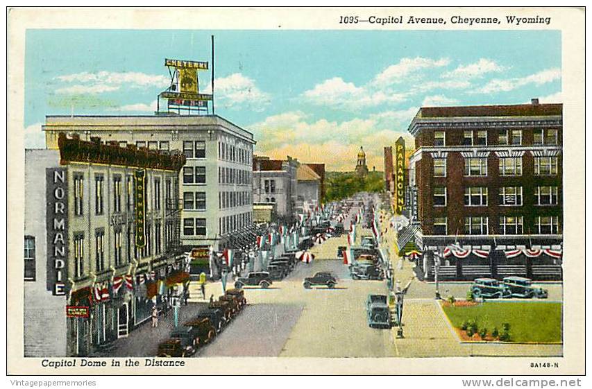 190861-Wyoming, Cheyenne, Capitol Avenue, Curteich No 8A148-N - Cheyenne