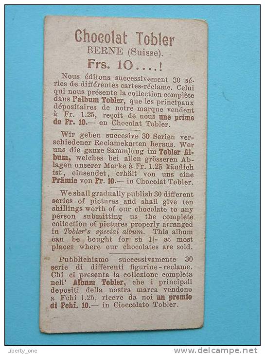 CHOCOLAT TOBLER Berne Suisse / Serie 11. 1 - 6 Artillerie Suisse ! - Other & Unclassified