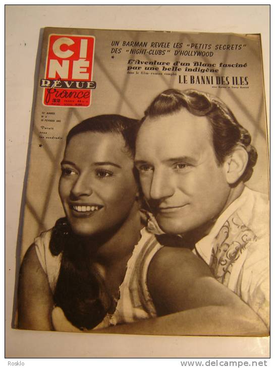 REVUE / CINE REVUE / N° 8  DE 1952 / LE BANNI DES ILES AVEC KARIMA + TREVOR HOWARD - Revistas
