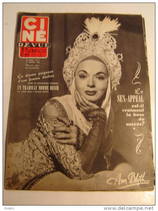 REVUE / CINE REVUE / N° 7  DE 1952 / ROMAN FILM LE TRAWAY NOMME DESIR AVEC VIVIANE LEIGH ET MPARLON BRANDO - Zeitschriften