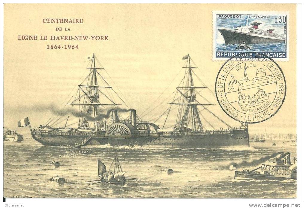 Le Havre 1964 Bateaux Ligne Le Havre New York - Bateaux