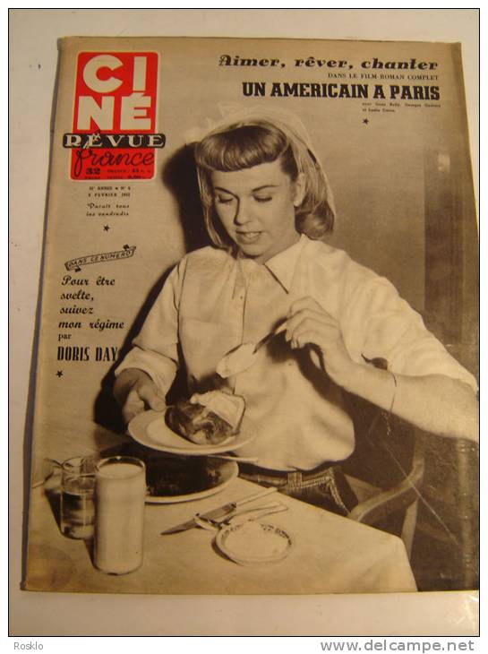 REVUE / CINE REVUE / N° 6  DE 1952 / DORIS DAY + ROMAN PHOTOS UN AMERICAIN A PARIS - Magazines