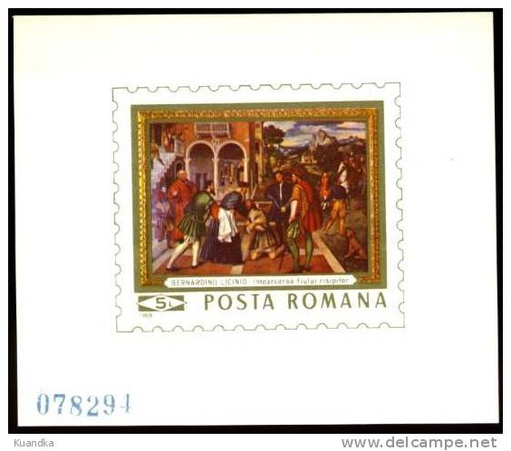 1969 Art Reproductions II Imperforated Souvenir Sheet,Romania,Mi.Bl 73,MNH - Unused Stamps