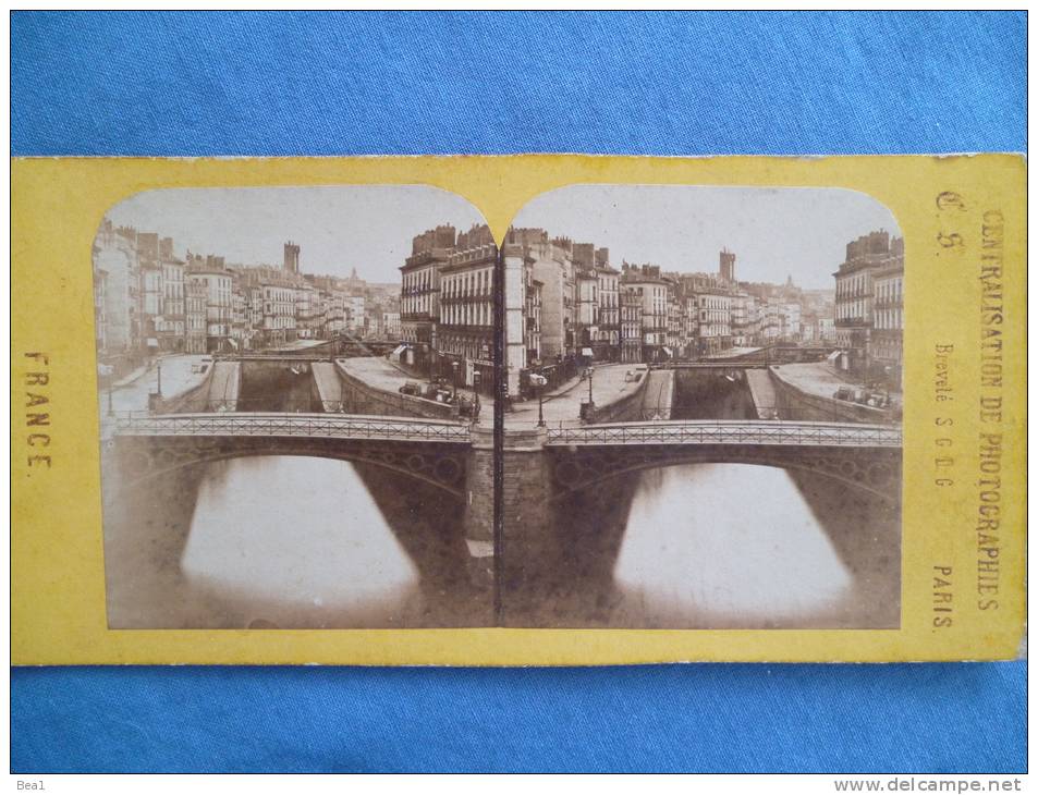 Photo Stereoscopique - LE CANAL A NANTES - Stereoscopic