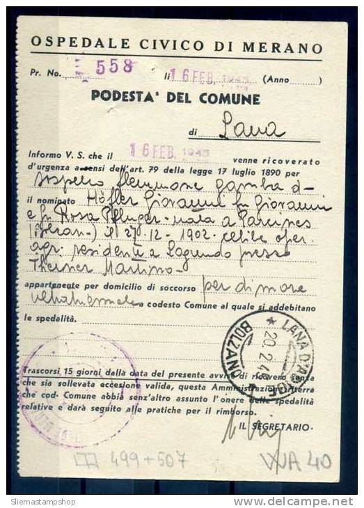 ITALY RSI - 1945 POSTCARD MERANO/LANA - V6171 - Otros & Sin Clasificación