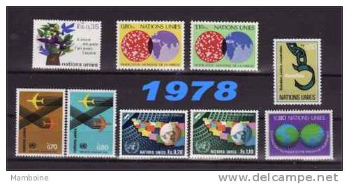 Nations Unies . Genève  1978  N° 72 . 80  Neuf XX.année Compl. 9 Valeurs - Unused Stamps