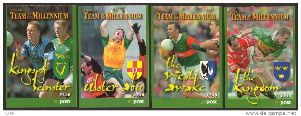 IRELAND «Team Of The Millenium - Football» 4 X Diff. Selfadhesive Booklets (1999). Perfect MNH Quality - Booklets