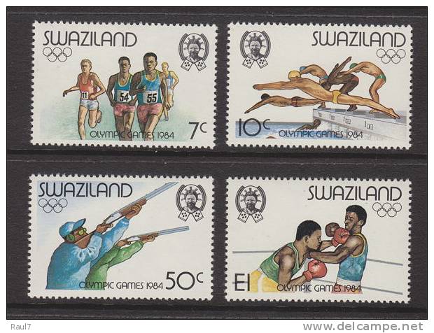 SWAZILAND - 1984 - Athletisme, Boxe, Natation, J.O. Los Angeles 1984 - 4v Neufs - Swaziland (1968-...)