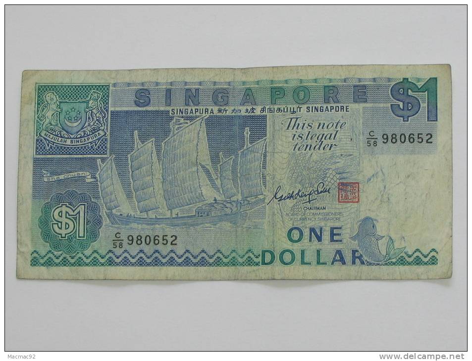 1-One- Dollar 1987 - SINGAPORE - This Note Is Legal Tender For Singapore - Singapur