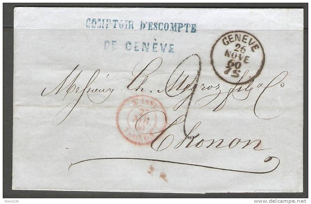 Lettre De Suisse 1860 - ...-1845 Préphilatélie