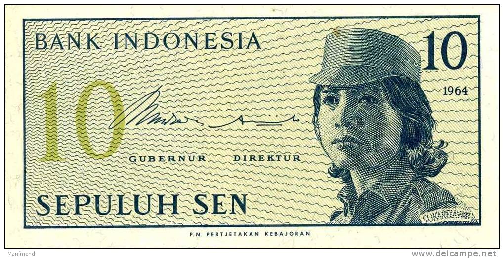 Indonesien 10 Sen 1964 P 92a Unc - Indonesien