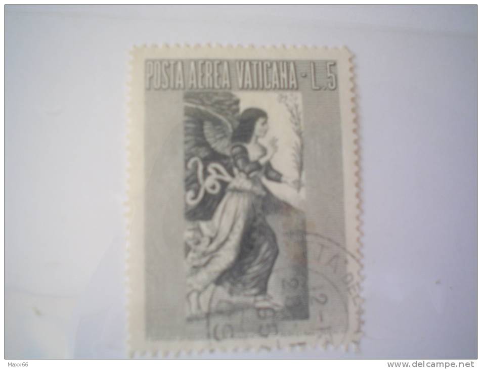 CITTA´ DEL VATICANO - USATO - 1956 - POSTA AEREA VATICANA - ARCANGELO GABRIELE - £ 5 - Used Stamps