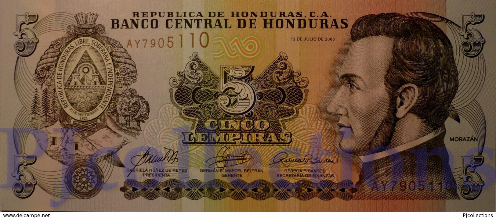 HONDURAS 5 LEMPIRAS 2006 PICK 91a UNC - Honduras