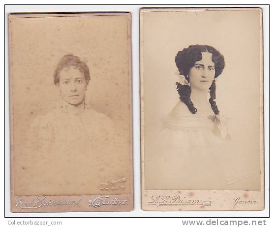 SWITZERLAND SCHWEIZ  2X CDV CA1870 WOMAN GIRLS VINTAGE ORIGINAL PHOTO Cpa AK (W3-0134) - Ancianas (antes De 1900)