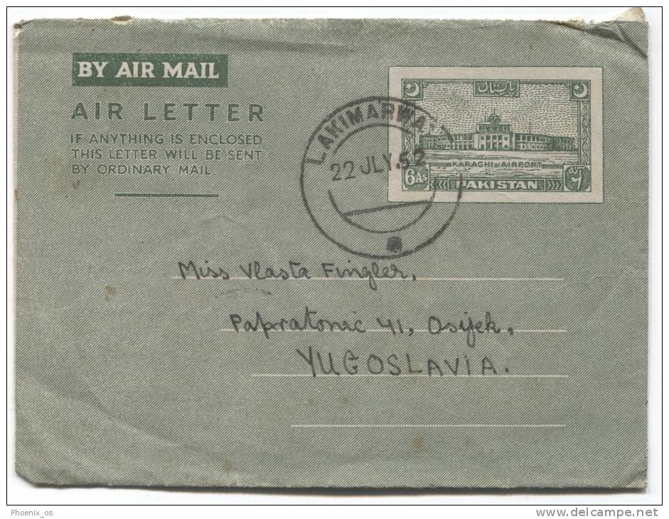 BURMA, Myanmar - Rangoon,Air Letter To Yugoslavia, 1952. - Myanmar (Birmanie 1948-...)