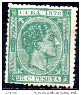 1878 Alfonso XII -  25c. - Green  MH - Cuba (1874-1898)