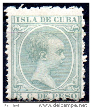 1890 "Baby" Key-type -5c. - Green MH - Cuba (1874-1898)