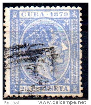 1879 Alfonso XII - 25c. - Blue   FU - Cuba (1874-1898)