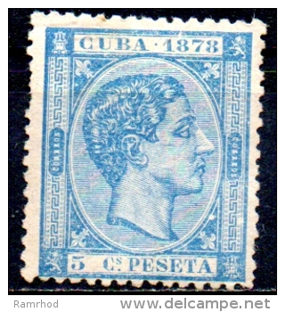 1878 Alfonso XII - 5c. - Blue MH - Cuba (1874-1898)