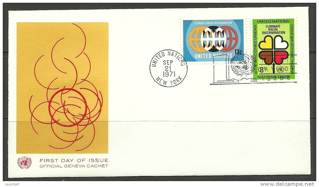 United Nations New York  21.09.1971 FDC Naciones Unidas UN Racial Discrimination - Covers & Documents