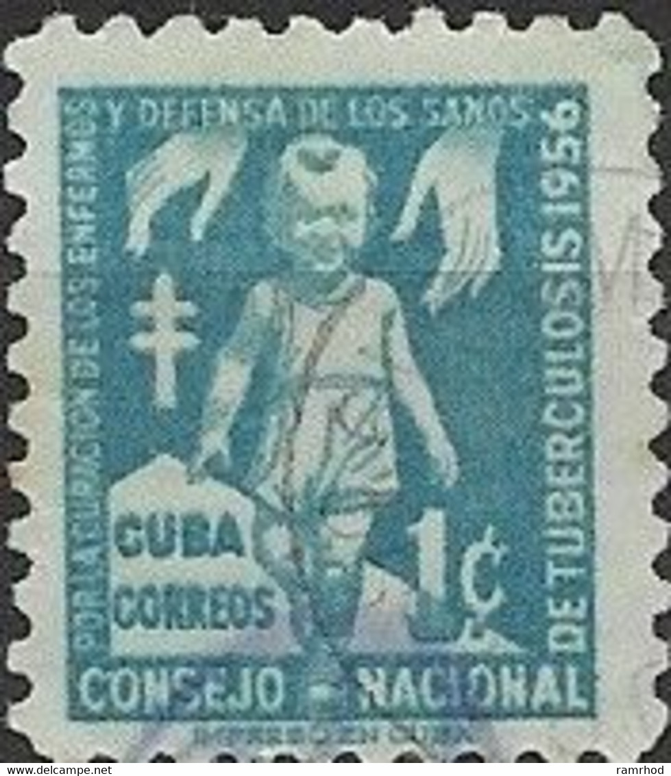 1956 Obligatory Tax. Anti-T.B. - Girl And Hands - 1c. - Blue FU - Beneficenza