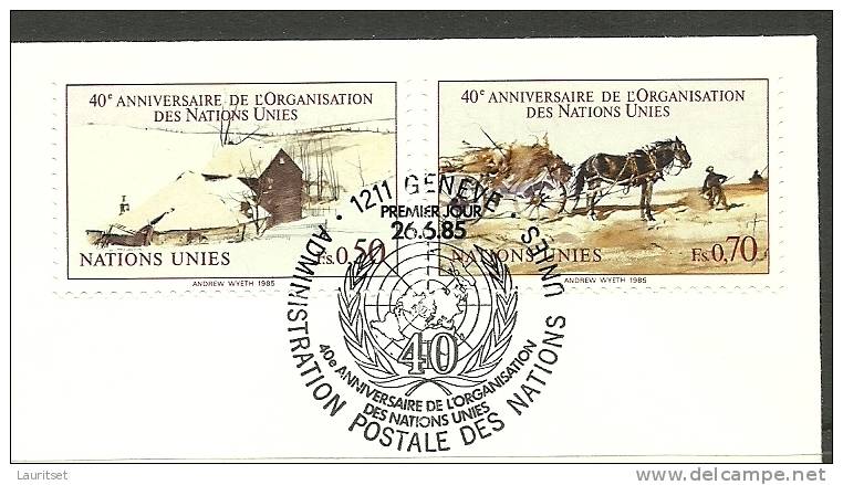 United Nations Genf 26.06.1985 FDC Naciones Unidas UN Official First Day Cover UN 40. Anniversary - Lettres & Documents