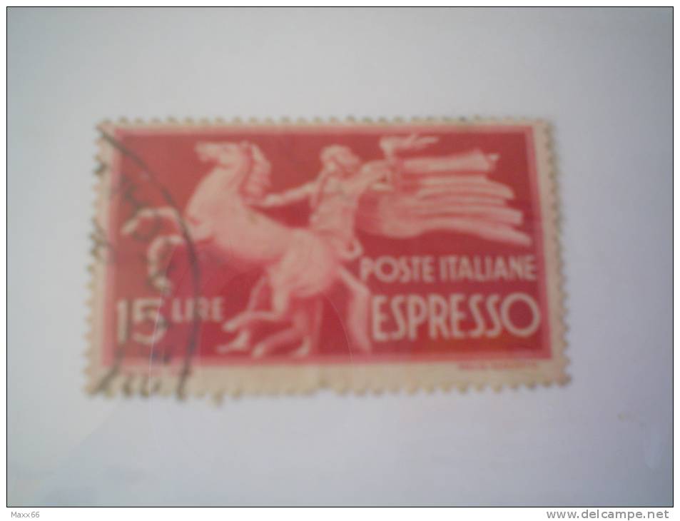 ITALIA REPUBBLICA  - USATO - 1947  - ESPRESSI DEMOCRATICA - CAVALLO TRATTENUTO - £ 15 - Poste Exprèsse/pneumatique