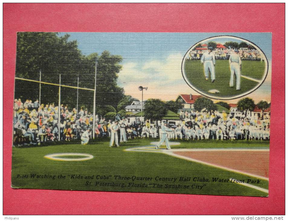 Kids & Cubs ---Baseball Game  FL - Florida > St Petersburg  1957 Linen Cancel  ---ref 634 - St Petersburg