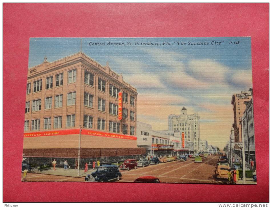 Central Avenue Kress  Store  - Florida > St Petersburg  Linen 1956 Cancel - --- - - - -ref   635 - St Petersburg