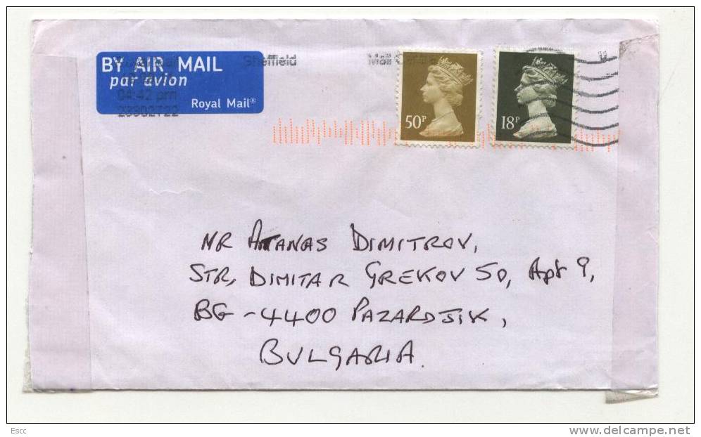 Mailed Cover (letter) With Stamps The Queen Elizabeth II  From  UK  To Bulgaria - Storia Postale