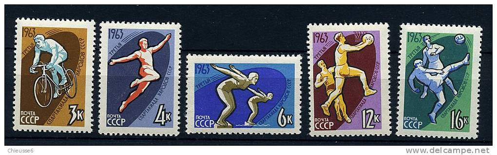 Russie ** N° 2684 à 2688 - 3es Spartakiades Des Peuples Soviétiques : Cyclisme, Saut, Natation, Basket, Foot - Unused Stamps