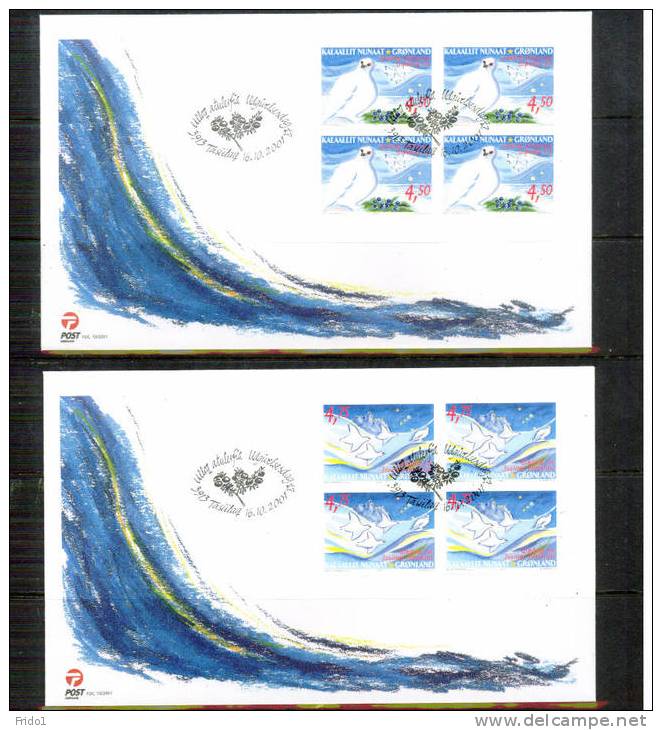 Groenland / Greenland 2001 Michel 374-375 FDC Viereblock / Block Of 4 - FDC