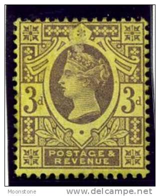 GB QV 1887 ´Jubilee´ Issue 3d Purple/yellow, Lightly Hinged Mint - Ungebraucht