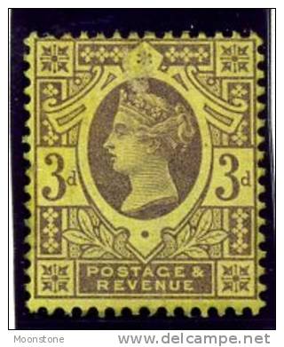 GB QV 1887 ´Jubilee´ Issue 3d Purple/yellow, Lightly Hinged Mint - Nuevos