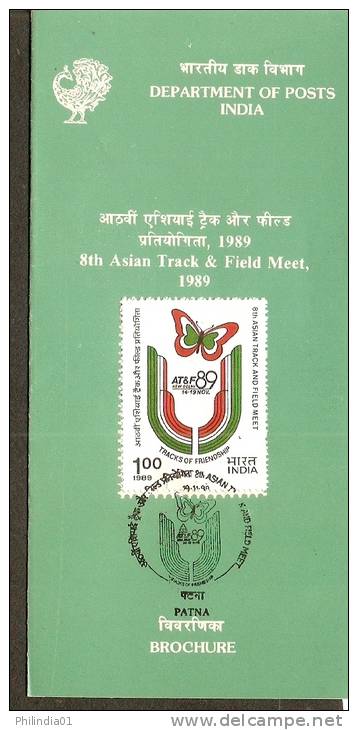 India 1989 Asian Track & Field Meet Butterfly Sc 1302 Cancelled Folder Inde Indien - Unclassified