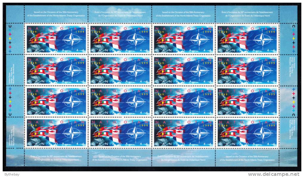 Canada MNH Scott #1809 Sheet Of 16 46c NATO Flags - 50th Anniversary Of NATO - Full Sheets & Multiples